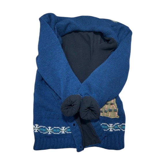 Lost Horizons Wool Peacock Handcrafted Sweater Jacket Womens L Fleece Lined Boho - Picture 8 of 12